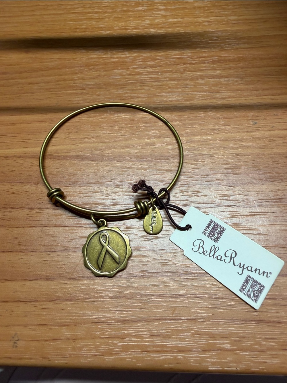 Bella Ryann Gold-Tone Ribbon Charm Bangle Bracelet